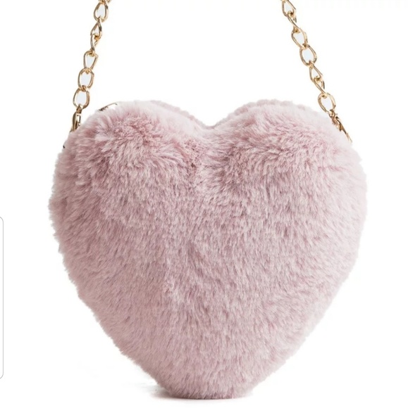 Mini Crossbody Heart Shaped Velvet Clutch Bag Pink - Picture 3 of 8